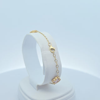 14Kt Pink Five Clover 9MM Bracelet