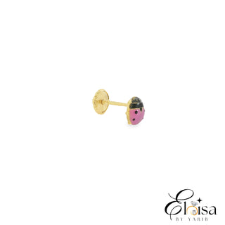 18K Enamel Lady Bug Screwback Earrings