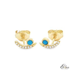 14Kt Turquoise And Diamond Fashion Earring