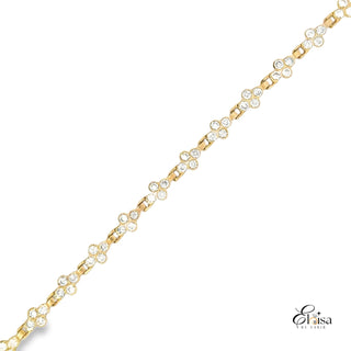 14K Four Cz Style Flower Bracelet 5 MM 7.5''