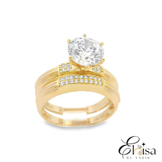 14kt Two Lines  Duo Engagement Ring