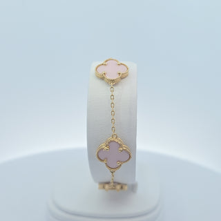 14Kt Pink Three Clover 13MM Bracelet