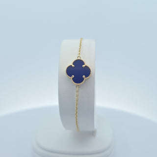 14Kt Blue One Clover 13MM Bracelet