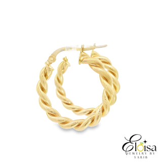 Elegant Twisted Gold Hoop Earrings 22.5 MM