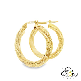 Twist Diamond Hoops Earrings 20.5 MM