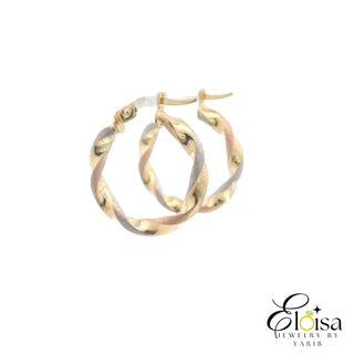 Tri-Color Twist Hoops Earrings 20 MM