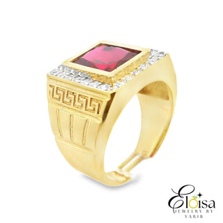 Big Square Red Cubic Zirconia with Halo Cz Ring