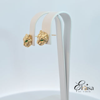 14K Green Eyes Panter Stud Earring