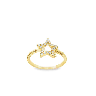 14K Open Star Diamond Ring