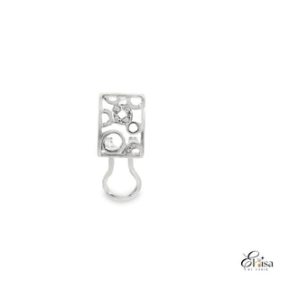 14Kt Circle Design Diamond Omega Earring