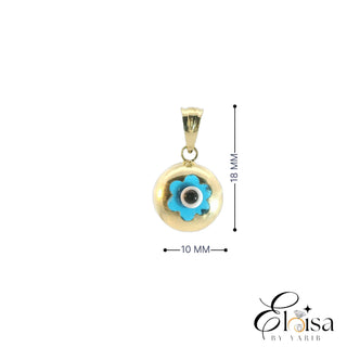 14K Round Eye Flower Design Pendant