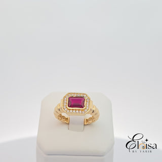 14Kt Rectangular Red Ring