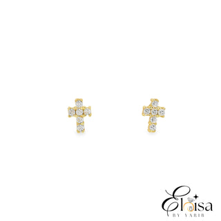 14K Square Cross Screwback Earrings