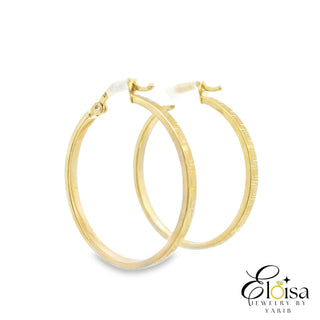 14Kt Square Round Vs Design Hoops Earrings 27MM