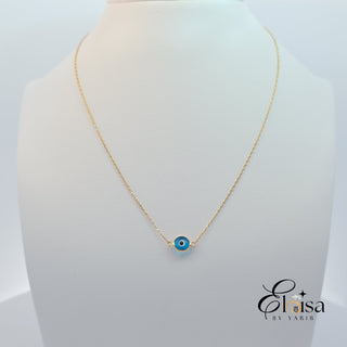 14Kt Blue Single Eye Necklace