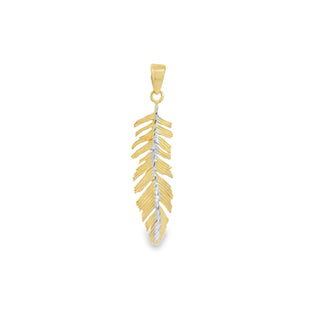 14Kt Two Tones Feather Pendant