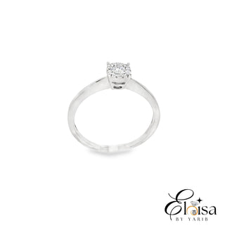 14K White Gold Solitaire Round With Four Prong Diamond 0.15 CT