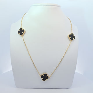 14Kt Black Three Clover 13MM Necklace