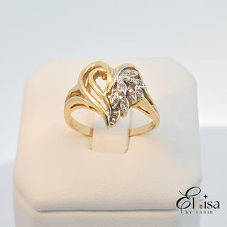 14K Angel wing Heart Ring