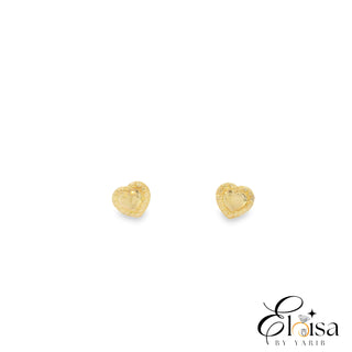 14K Polish Heart with Dot Frame Screw Back Earrings