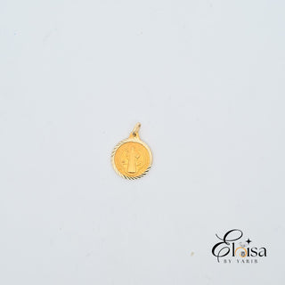 14Kt Two Sides Round Medal San Benito Pendant