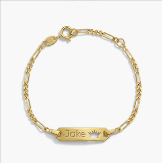14k Gold Crown Cut Out Baby ID Bracelet