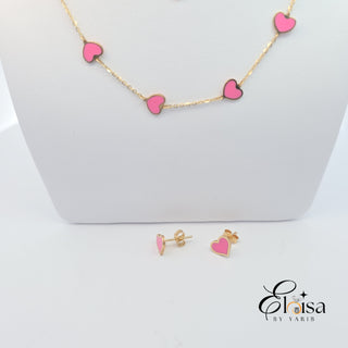 14Kt Inlay Pink Heart Set