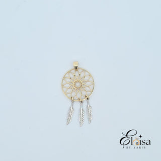 14K Two Tones Dream Catcher Pendant