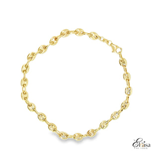 14Kt Semi Solid Marina Puff Link Bracelet 5 MM 8.25"