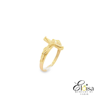 14Kt Gold Cross With Jesus Ring