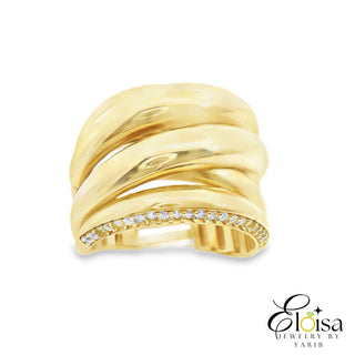 Chubby Gold Ring with Elegant Cubic Zirconia