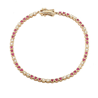 14K Round Prong Ruby And Diamond Bracelet