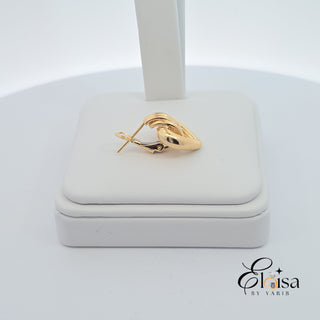 14Kt Omega Heart on Fire Earring
