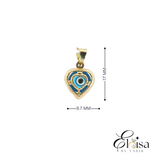 14K Blue Eye Style Heart Filigree Pendant