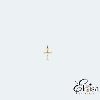 14Kt Fancy Small Two Tones Cross Pendant