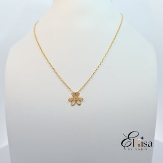 14Kt Three Petal Flower Necklace