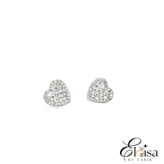 White Gold Heart Diamond Cut Stud Earrings