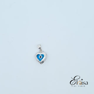 14K White Gold Eye Style Heart Pendant