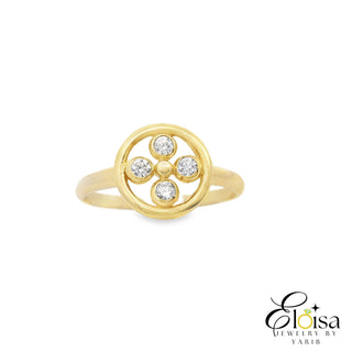 14Kt Flower in Bezel Ring