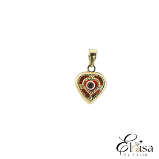 14K Red Eye Style Heart Filigree Pendant