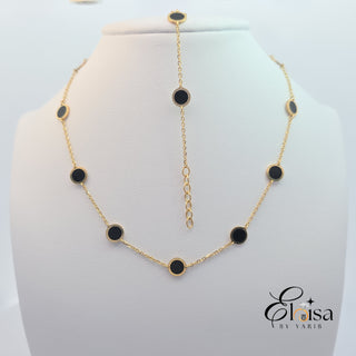 14K Inlay Black Circle Set