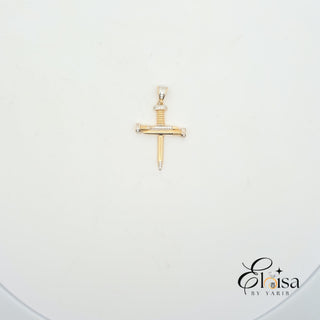 14Kt Cross of Nails with Cz