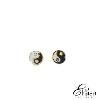 Enamel Yin and Yang Stud Earring