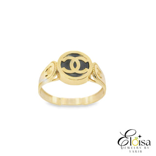 14Kt Small CC Ring With Black