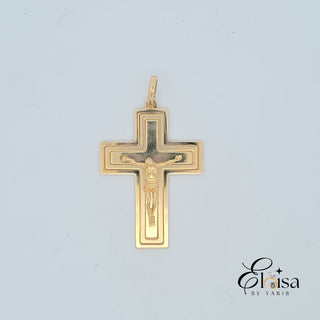 14Kt Solid Cross with Satin Design pendant  45MM
