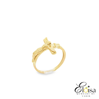14Kt Gold Cross With Jesus Ring