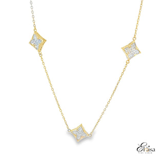 14Kt Three Triangular Flowers Necklace