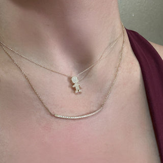 14Kt Curved Bar Diamond Necklace