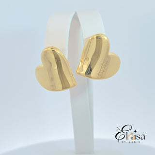 14Kt Big Heart Omega Earring