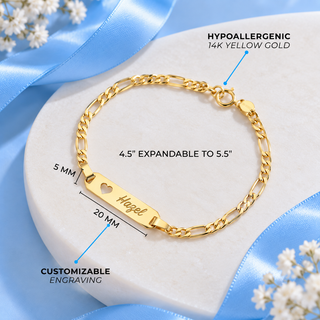 14k Heart Cutout Tag  Baby ID Bracelet